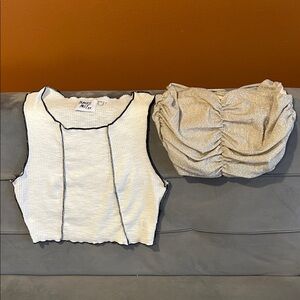 Princess Polly White and Black Trim Tank Top & Glitter Tank